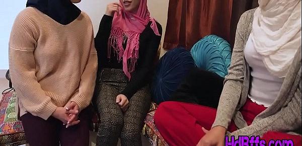  Muslim teen sluts sucking and riding cock in head scarfs at party